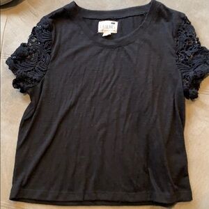 Black shirt with lace sleeves